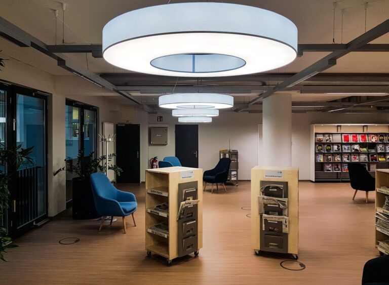 New LED lighting in the central library.