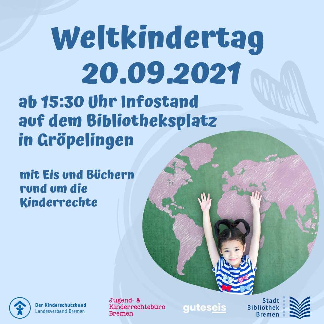 Das Plakat zur  Ankündigung der Veranstaltung zeigt eine Kind, das auf einer Weltkugel liegt.