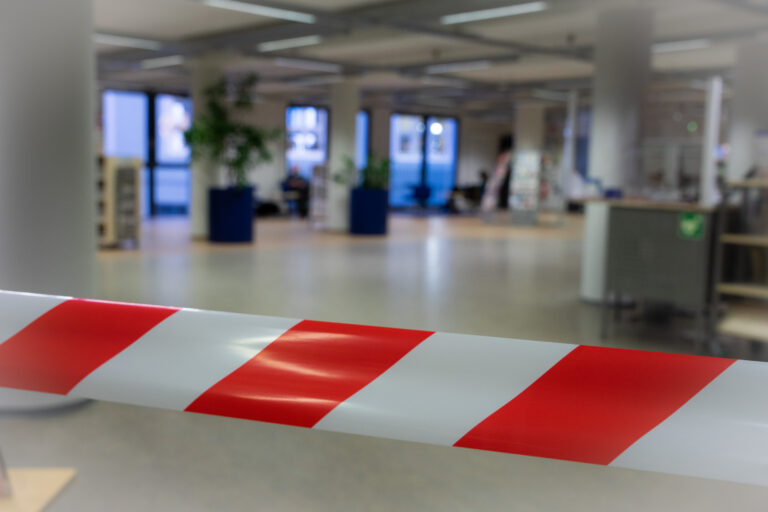Barrier tape on the 2nd floor of the central library